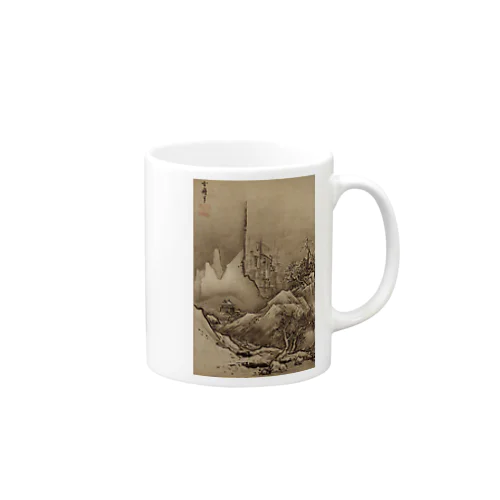 国宝；雪舟_秋冬山水図＜冬景＞ Mug