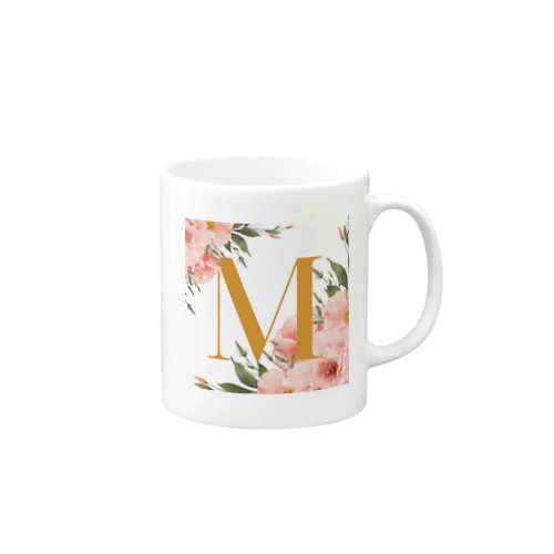 フラワーイニシャルデザインM Mug