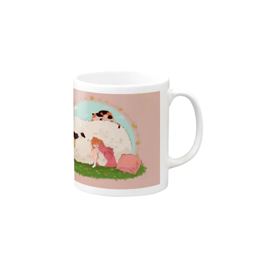 癒しの羊さんと女の子 Mug