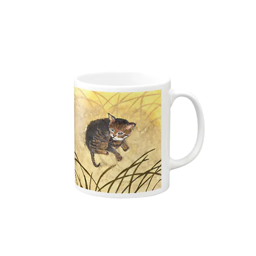 仔猫と草 Mug