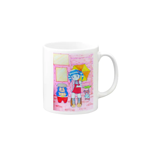 雨と2匹とひとり Mug