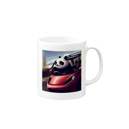 Panda driving a car（車を運転するパンダ） Mug