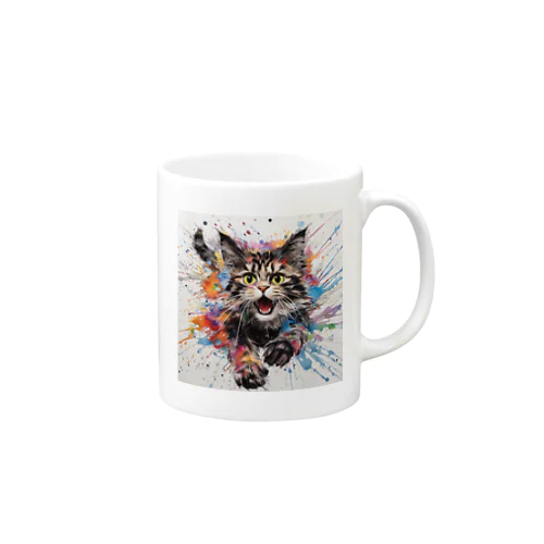躍動する猫 Mug
