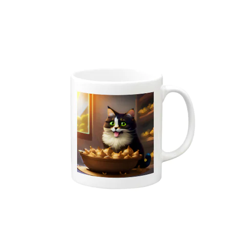 お腹を空かせた猫のイラスト Mug