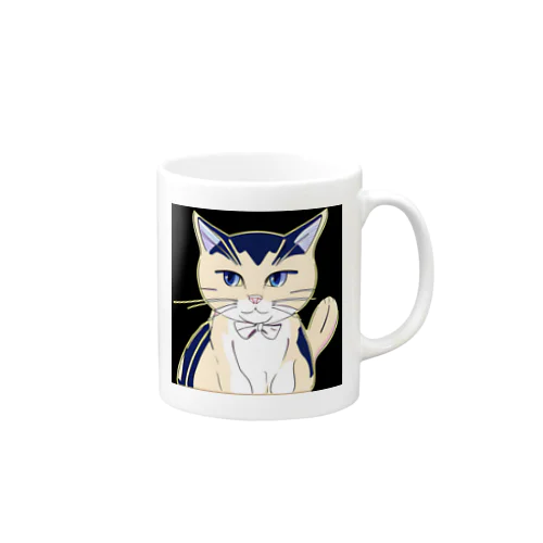 気品ある猫 シマシマ柄 Mug