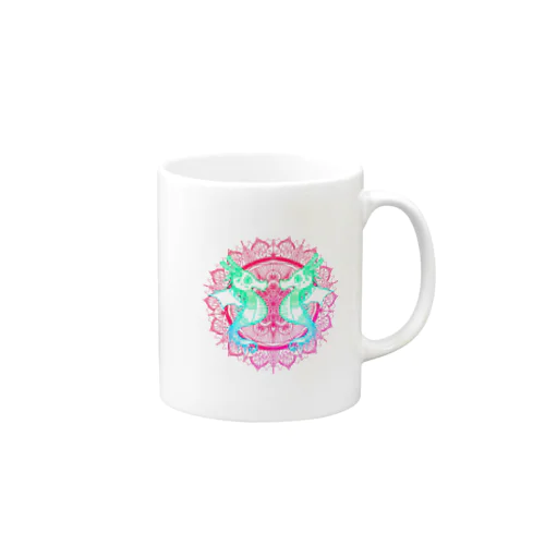 タツノオトシゴ 曼荼羅 白 Mug