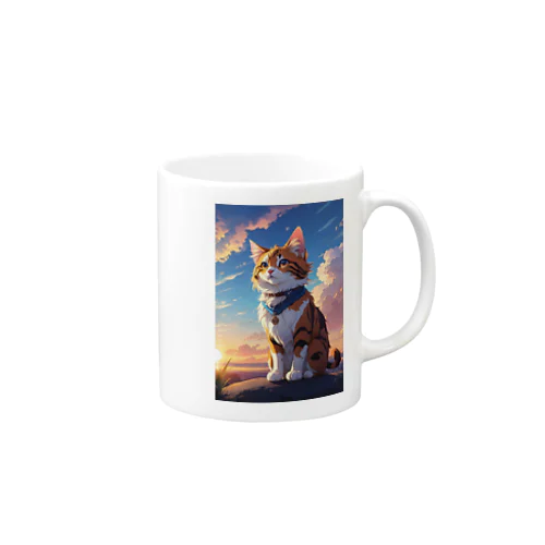 夕暮れと猫アニメテイスト Mug