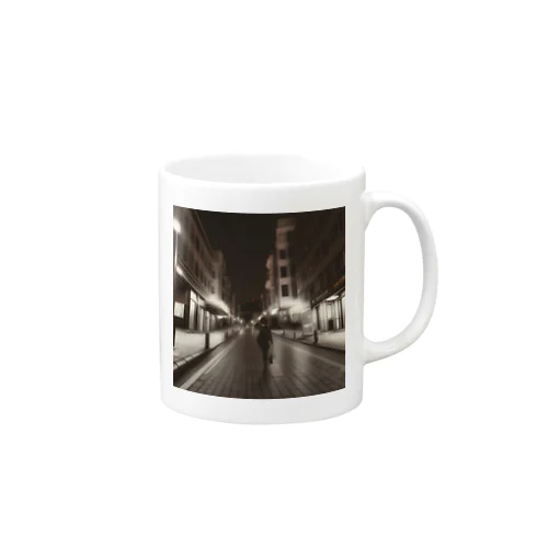 黒猫夜景 Mug