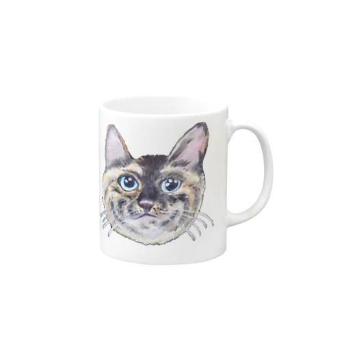 チョークアートの見上げるサビ猫 Mug