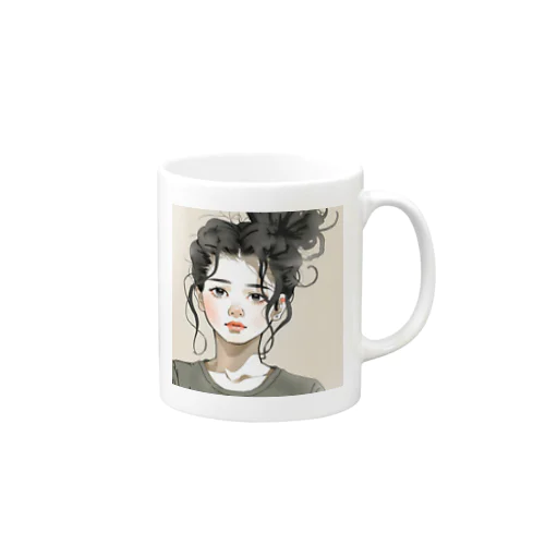 無造作ヘアの女の子 Mug