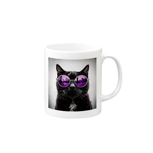 黒猫紫サングラス Mug