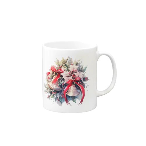 水彩画タッチの幸せな音色を奏でるクリスマスベル Mug