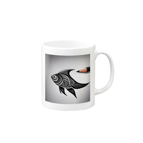 えんぴつ絵の金魚のグッツ Mug