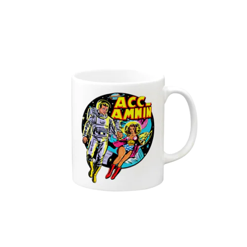 宇宙の男女　　昔のアメコミ風 Mug