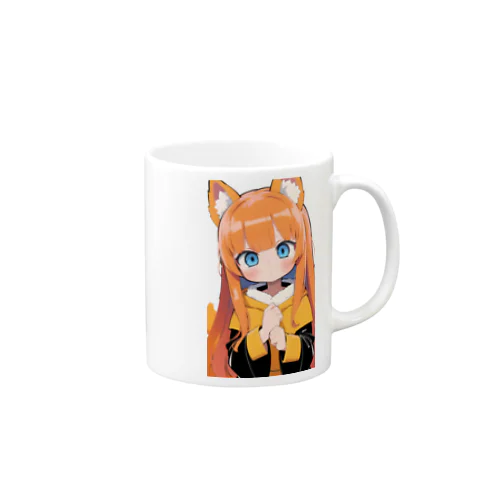 キュートなオレンジ髪のキツネの女子 Mug