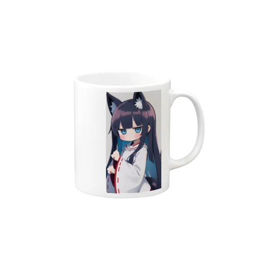 紺色の髪のキツネの女の子 Mug