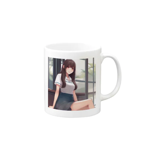 ロングヘアのかわいい女性のグッズ Mug