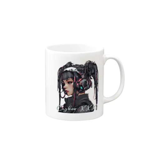 サイバーパンク少女　黒髪ツインテール Mug