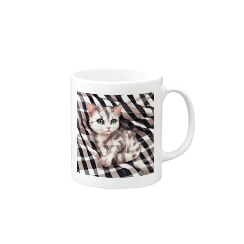 ストライプ柄×猫グッズ Mug