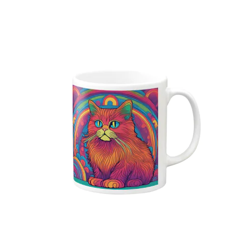 カラフルラインアートペルシャ猫　1 Mug