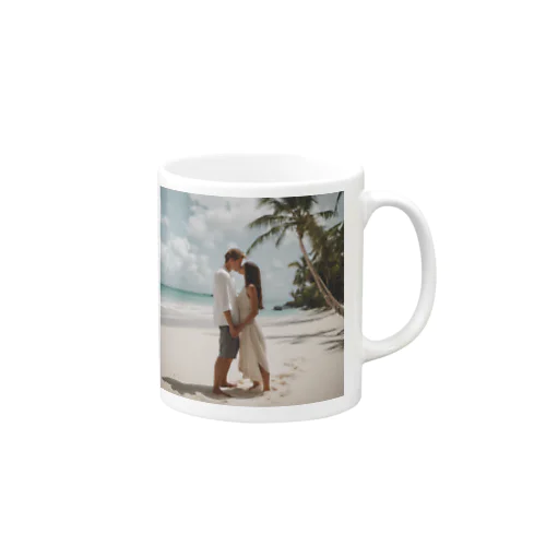 南国の砂浜と恋人 マグカップ