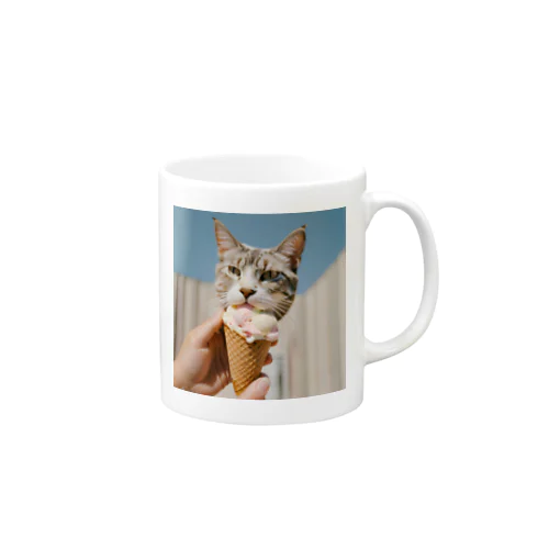 アイスにかぶりつく猫 Mug