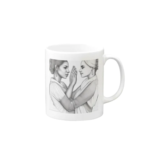 手を組む女性のアートグッズ Mug