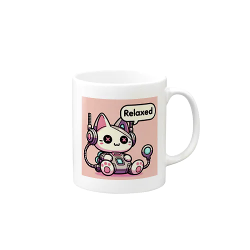 リラックスするサイバーパンクな猫 Mug