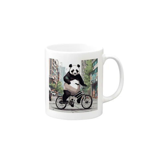 自転車に乗るかっこいいパンダのイラストグッズ マグカップ