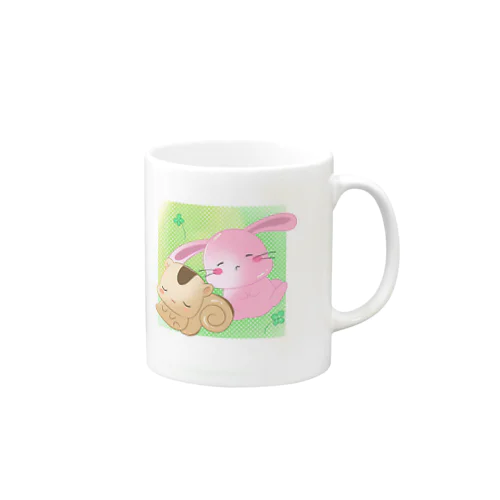 お昼寝 うさぎとリス Mug