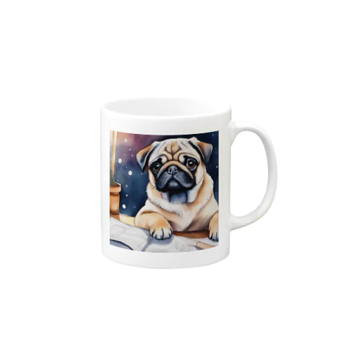 水彩子犬　パグ Mug