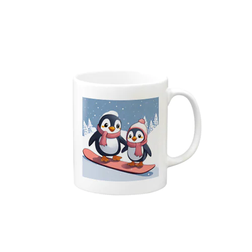 ペンギン親子でスノボ Mug