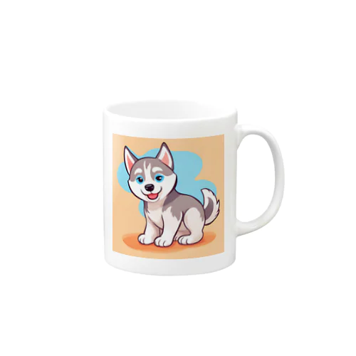 かわいいハスキーの子犬のイラストグッズC Mug