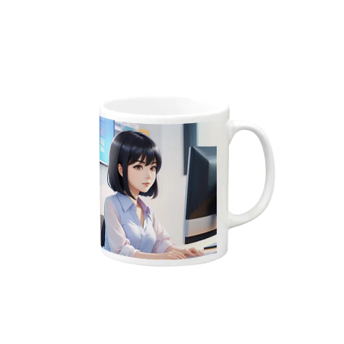 黒髪和風会社員美女 Mug