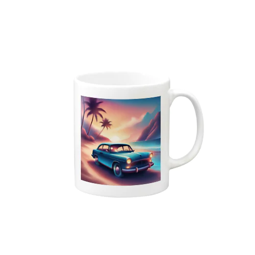 海辺と車 マグカップ