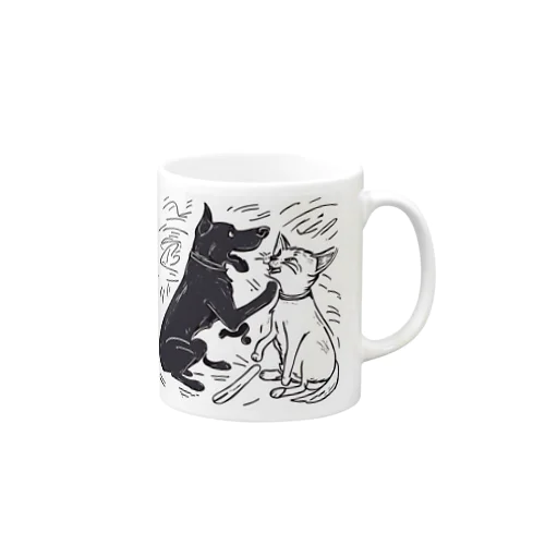 犬と猫のたたかい Mug