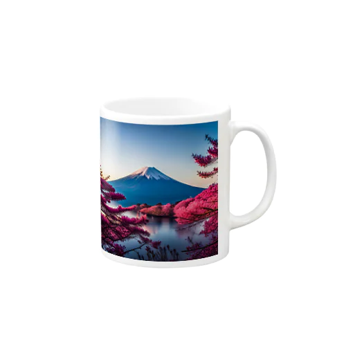 富士山と紅葉、そして湖のグッズ Mug