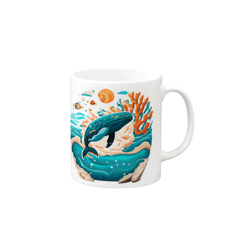 ダイナミックに飛ぶクジラちゃん Mug