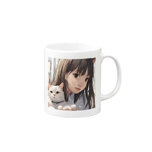 猫と少女 Mug