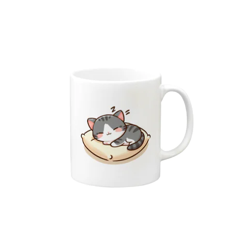 眠れるクッション上のにゃんこ💞 Mug