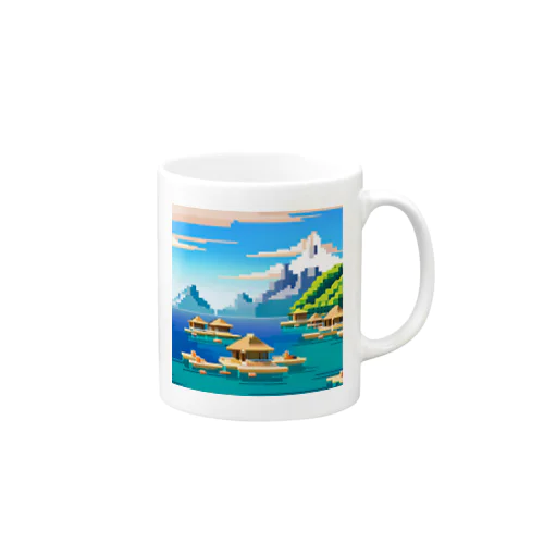 ドット　ボラボラ島のオーバーウォーターバンガロー マグカップ