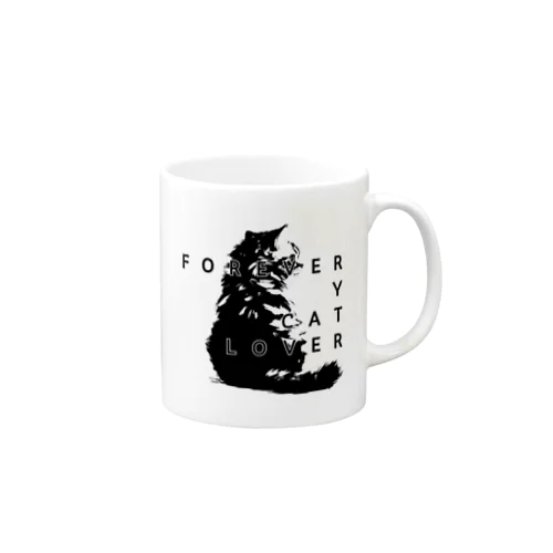 forever y cat lover (monochrome) マグカップ