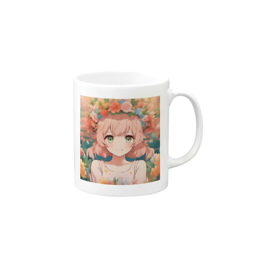  花咲く彼方の美少女のアートコレクションBeauty Amidst Blossoms - Girl's Art Collection マグカップ