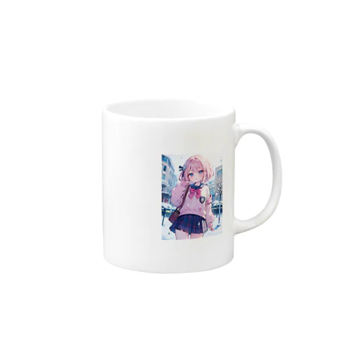 雪降る街の女の子 Mug