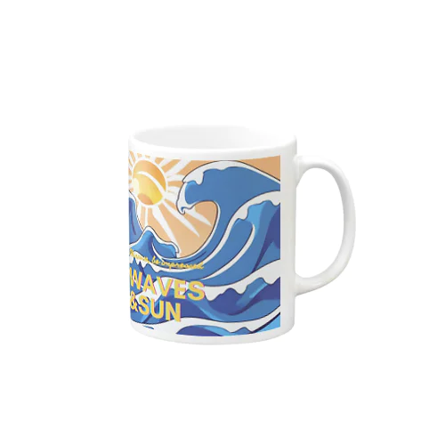 波と太陽　グッツ Mug