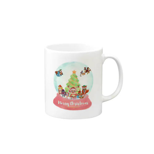 トナカイと愉快な動物たちのクリスマススノードーム Mug