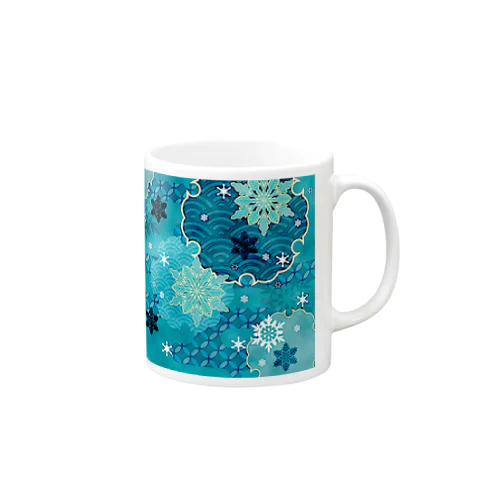 雪の和柄001（水色） Mug