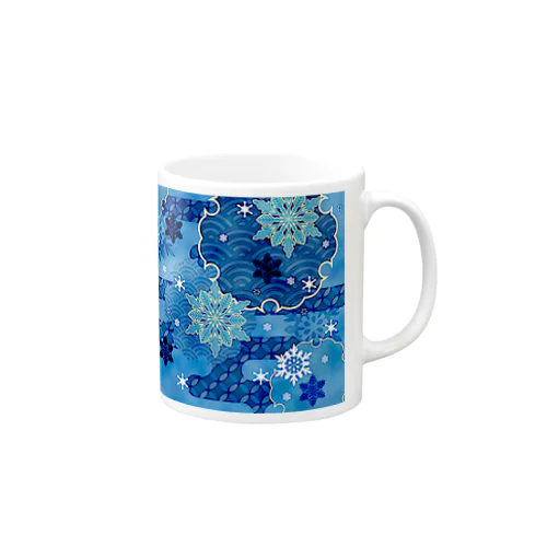 雪の和柄001（青色） Mug