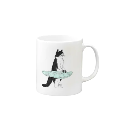 バレリーナ黒ぶち猫 Mug