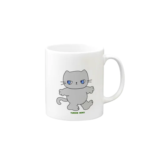 ツリ目ねこ 灰猫 Mug